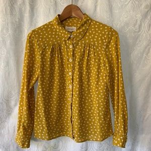 Mustard Polka Dot Long Sleeve Blouse Size 6